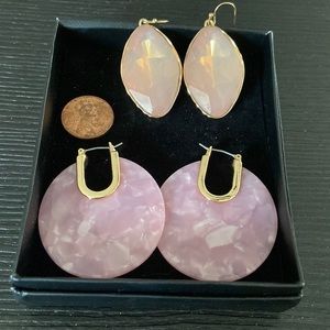 CLEARANCE NWOT Acrylic Pink & Goldtone Earrings